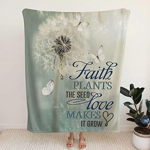 Faith Plants the Seed Love faz com que ele cresça em decoração de lã de cobertor cristão