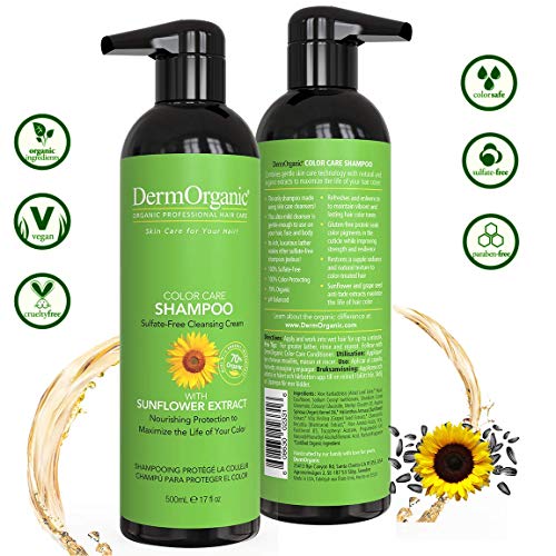 Shampoo de cuidados com cores dermorgânicas com extrato anti-fade de girassol-sem sulfato, 17 fl.oz.