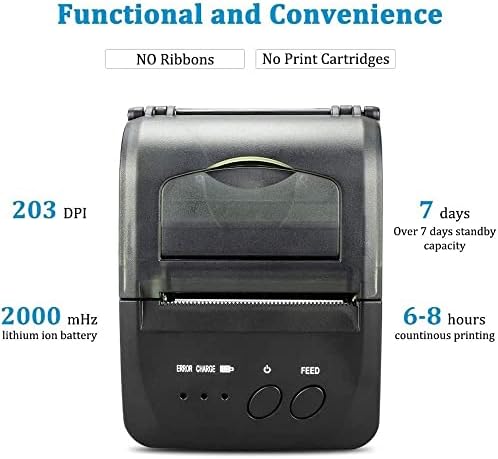 Impressora de recibo térmica de Surura Bluetooth, impressora portátil de conta pessoal, impressora móvel