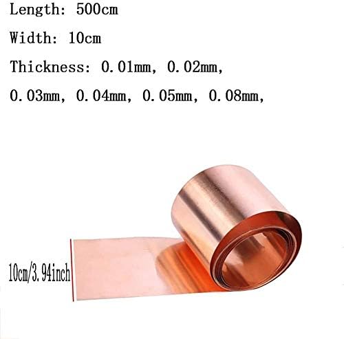 Havefun Metal Copper Foil Folha de cobre Folha de cobre Dupla lidra de rolo condutora Largura