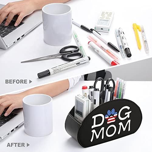 Dog Mom USA Flag Leather Remote Control Solder com 5 Compartamentos Bandeja de Desktop de caixa