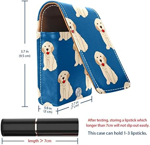 Casco de cachorro de cachorro sem costura Caixa de batom pequeno com espelho para bolsa, titular de maquiagem