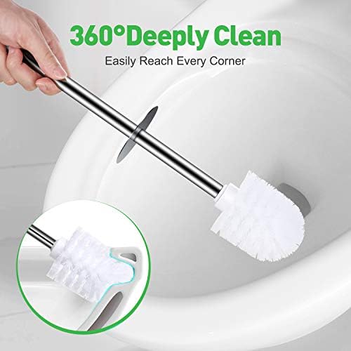Brush e suporte do vaso sanitário spunko 2 pacote, escova de vaso sanitário wc limpador com 304 maçaneta