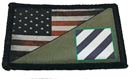 Divisão de infantaria de 3ª cor da cor/mapa de bandeira dos EUA 2x3 gancho e loop feitos nos EUA