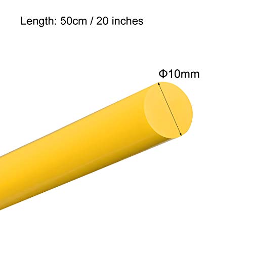 UXCELL 3PCS Haste redonda de plástico 3/8 polegadas DIA 20 polegadas Comprimento de poloximetileno amarelo hastes