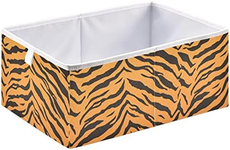 Emelivor Tiger Stripes Bin Cubos de armazenamento Cubos de armazenamento dobrável cesta de brinquedos à prova