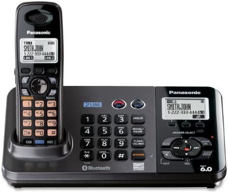 Panasonic KX-TG9382T 2 linhas de telefone digital sem fio digital com sistema de resposta, preto