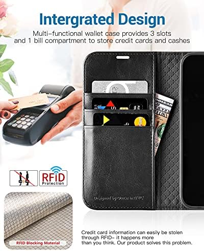 OCASE compatível com o estojo da carteira do iPhone 13, capa de fólio de couro PU com titulares de cartão RFID