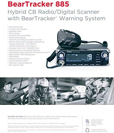 UNIDEN Beartracker 885 Hybrid Full-Featured CB Radio + Digital TrunkTracking Police/Fire/Ambulância/DOT