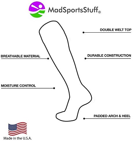 Meias de softball madsportsstuff com pontos - para meninas ou mulheres - até o joelho