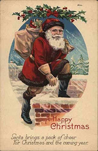 SA Feliz Natal Papai Noel Claus Original Antique Cartão postal