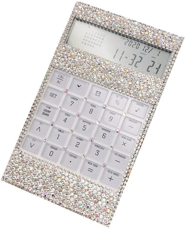 Calculadora de glitter calculadoras de prata sparkling bling shinestone caicululador de escritório eletrônica