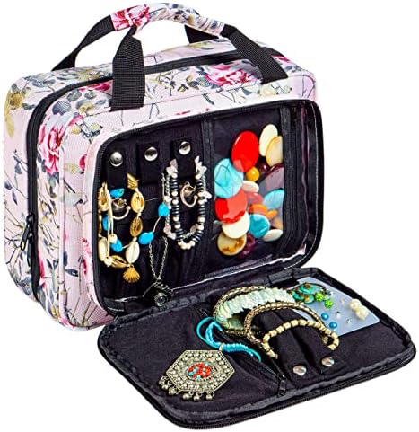 Grande bolsa de cosméticos de viagem para mulheres com compartimento de jóias - higiene pessoal versátil