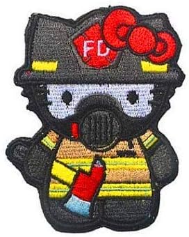 Hello Kitty Bombeiro Fireman Bordado Decorativo Patch