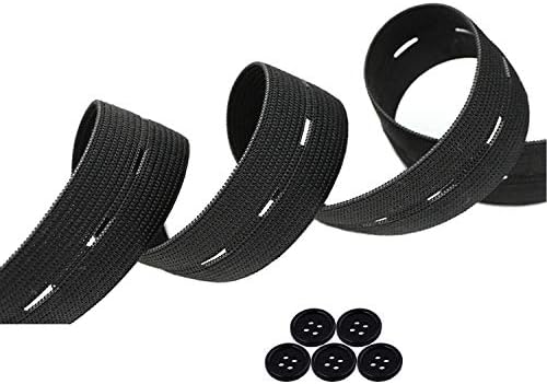 Botão elástica da banda elástica de tricô elástico Banda elástica ajustável para costurar preto