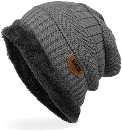 Ensnovo Mens Beanies de inverno Hat de lã grossa de lã grossa Capinho da caveira