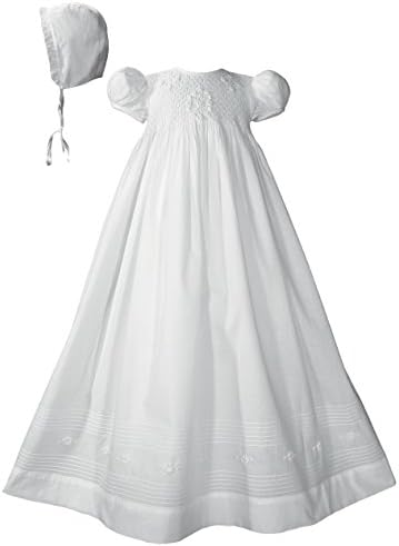 32 Girls Cotton Cotton Smocked vestido de batismo vestido de batismo com bordado à mão