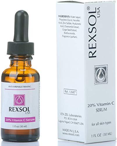 Rexsol 20% Vitamina C sérico Anti-rugas Firmagem | Com ácido hialurônico | Círculo Dark Circle