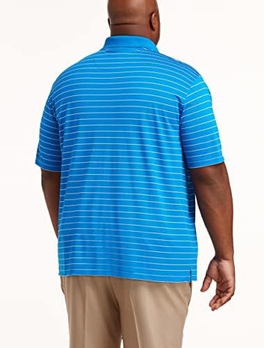 DXL Grande e alto itens essenciais de golfe listrado camisa pólo, aqua/branco