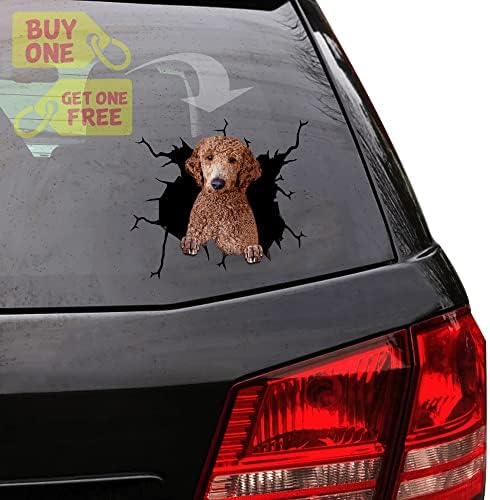 Adesivo de crack de poodle dourado para janela de carro Memes engraçados para laptop adesivos para pais