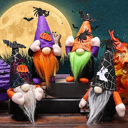 4pcs Halloween gnomos de luxuoso decoração artesanal Bat Spider Spider Ghost Halloween Temático