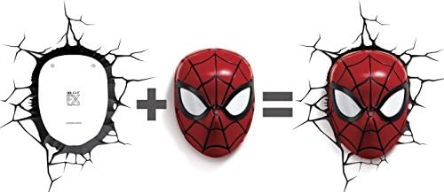 3dlightfx 816733002224 Marvel Spiderman Mask 3D Luz deco, plástico, vermelho