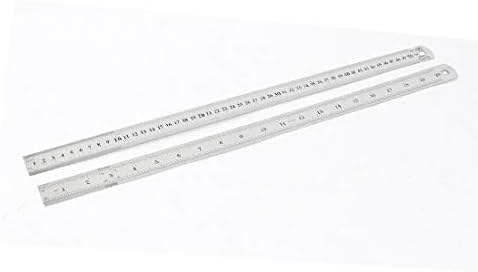 X-Dree 2pcs lateral duplo aço inoxidável régua de borda reta Ferramenta de medição de 50 cm de 20 polegadas (2