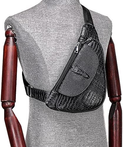 Niucunzh Crocodile Sling Saco para mulheres e homens, bolsa de backpack de couro genuíno de couro