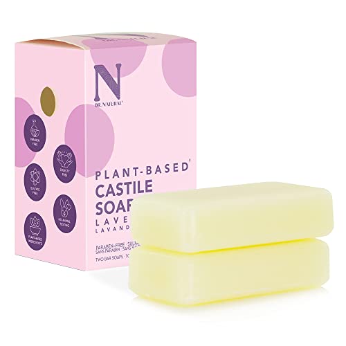 Dr. Natural Lavender Castile Bar Soap 2 Pack - Feito com óleos essenciais e manteiga de karité, lavagem