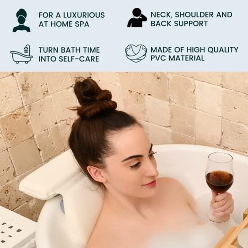 Pillow de banho luxuoso com suporte de pescoço e costas - apoio de cabeça macio para banheiras, presentes