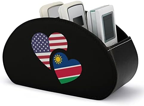 Namibia US Flag TV TV Remote Control titular com 5 compartimentos PU Organizador de armazenamento de caixa de couro