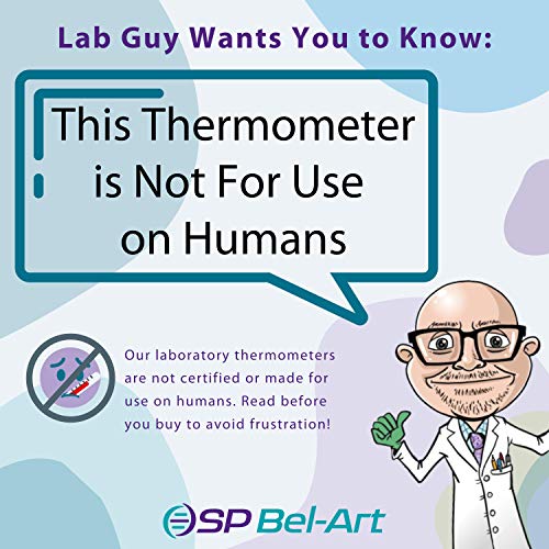 SP BEL-ART, H-B Durac Plus Termômetro de laboratório líquido em vidro calibrado; -20 a 110c, imersão de 76 mm,