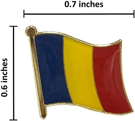 A-One Romania Flag Pin + UE Patch, Patch Durável, Patch de bandeira do país bordado, emblema uniforme