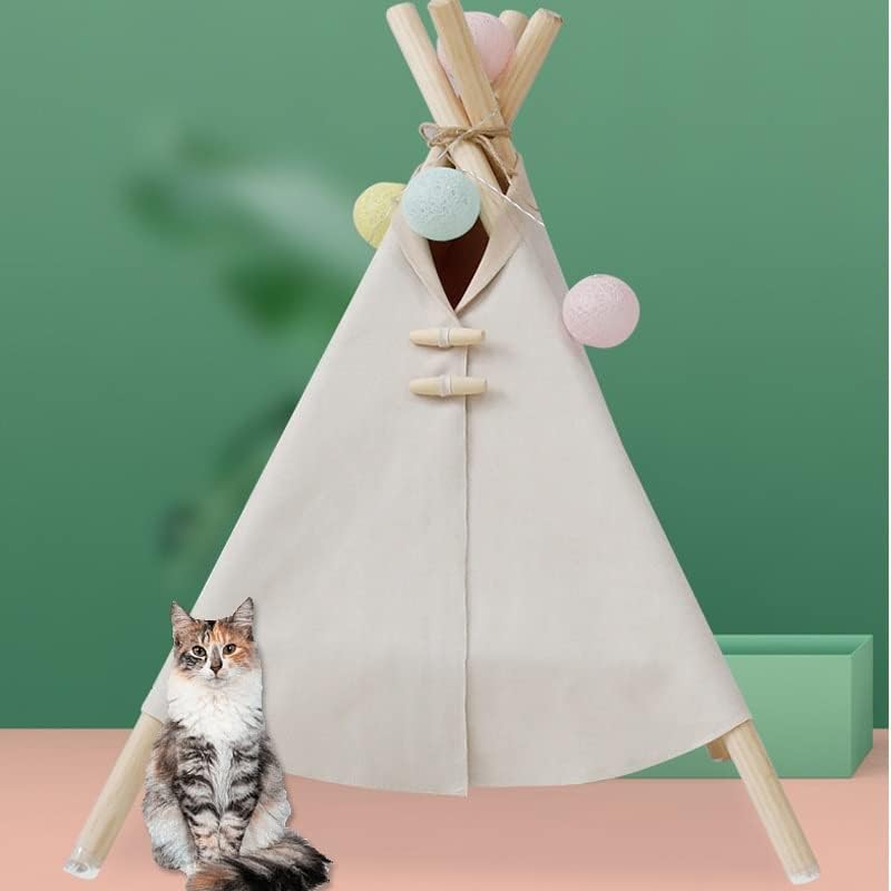 Slatiom Pet Teepee Cats Bed House House portátil Tenda dobrável com almofada espessa montagem fácil