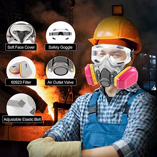 Xaafgv meia face respirador 6200, máscara respiratória reutilizável com filtros 60923, máscara de