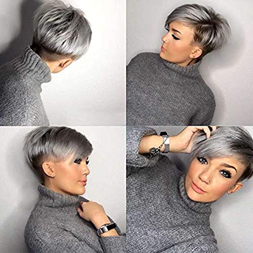 Divina Pixie curta curta peruca sintética de perucas de cabelo curto natural para mulheres penteados grisalhos