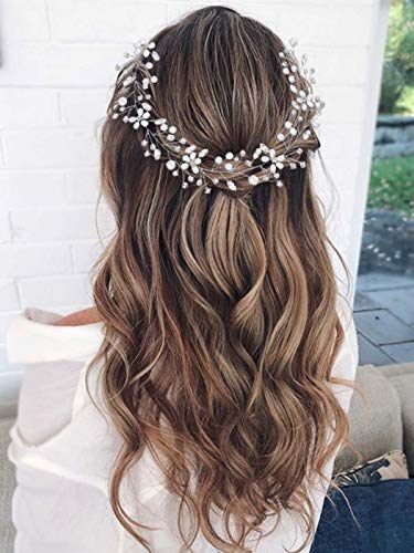 Gorais Pearl Bridal Hair Vine Silver Crystal Wedding Band -Hair Bride Hair Bely Hair Acessórios para