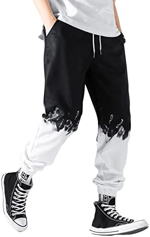 Sheenhe Men's Color Block Cantura elástica Treino de streetwear calças de corrida