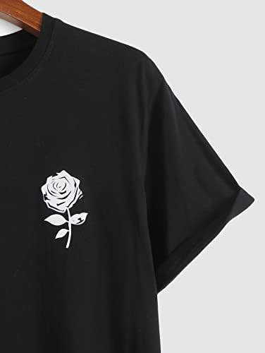 Zaful Men's Graphic Design Casual Casual Camiseta de Rose Print