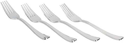 Forks de prata de plástico descartáveis ​​requintados, talheres de prata de plástico, talheres de plástico sofisticados,