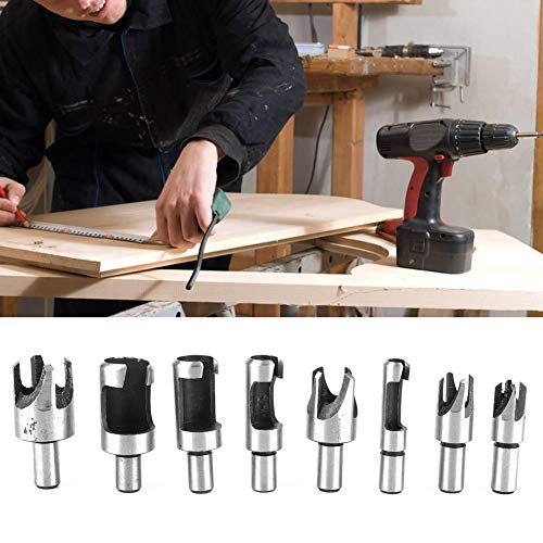 Conjunto de cortadores de plugue de madeira, 6mm + 10mm + 13mm + 16mm/1/4 3/8 1/2 5/8 Ferramenta de corte de broca
