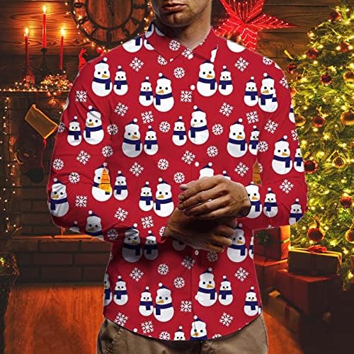 Xzhdd camisetas de natal para masculino, engraçado Natal Santa Claus Snowman Print Butrow-Down