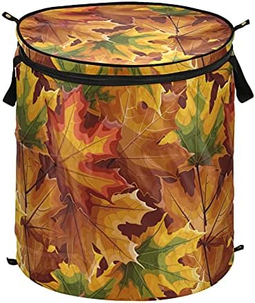 Outono de outono folhas de ação de graças, cesto de lavanderia com tampa com zíper com lavanderia dobrável