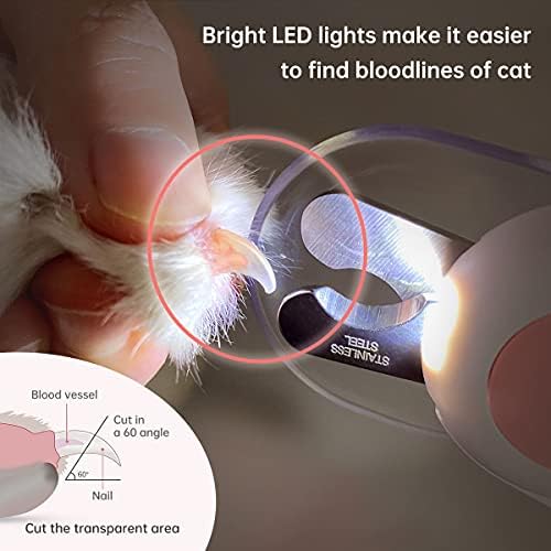PetGravity Cat Dog Unhas Clippers Trimmer com luz LED para evitar o excesso de corte de unha oculta
