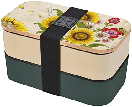 Surfocalé de abelhas Daisy Rose Flowers Lunch Bento Caixa com alça ajustável atualizada, recipiente