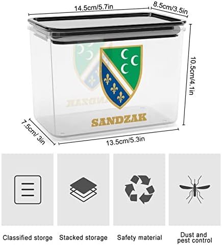 Recipientes de armazenamento de bandeira de Sandzak Caixa de plástico transparente com tampas de lixeiras