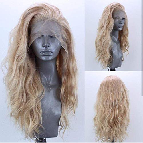 Elestyty Long Natural Natural Curly Guless Lace Front Wig Gloden Blonde Lace Synthetic Front Wigs