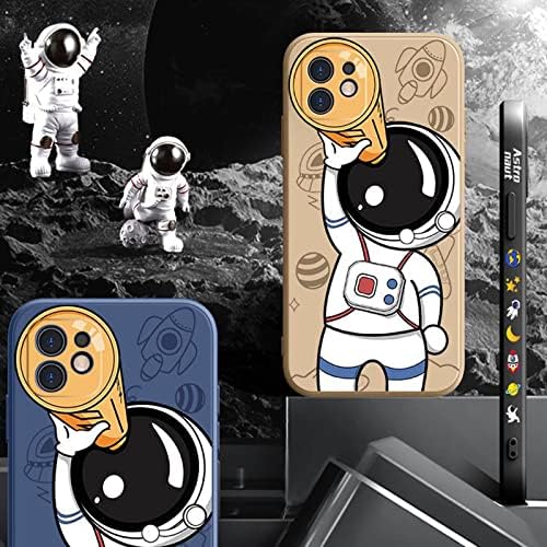 Caixa de telefone de cordão de astronauta fofo para iPhone 13 12 11 Pro Max XS Max XR x 8 7 Plus Silício