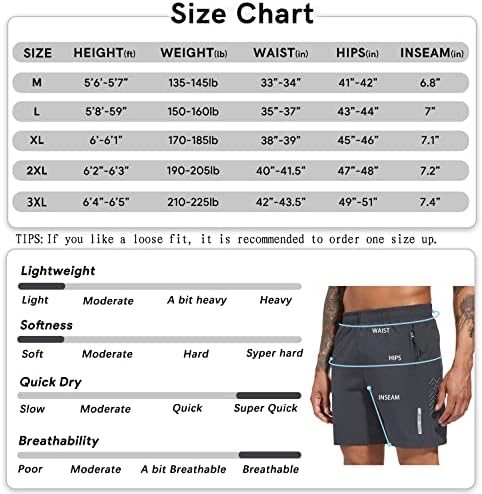 Disi Men's Athletic Huncking Shorts Quick Dry Workout Shorts 7 Ginásio de esportes leves Ginásse
