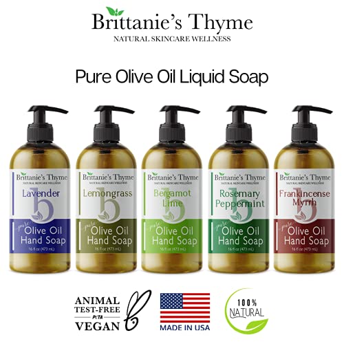 Brittanie's Thyme Organic Natural Hand Sabão, 16 oz hidratante sabonete castile feito azeite e óleos essenciais